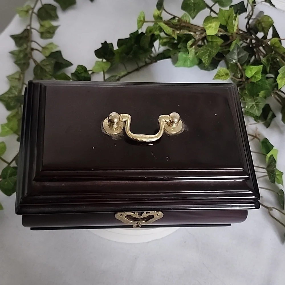 Vintage Mahogany Jewelry Box Made in Korea